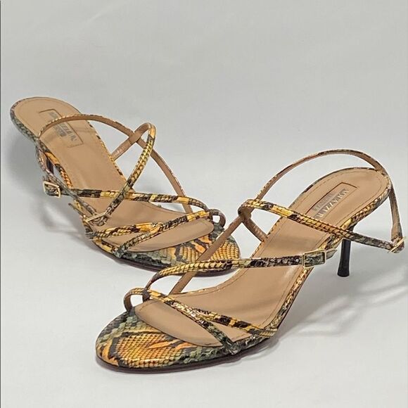 Aquazzura Carolyne Snakeskin Strappy Sandals size 36.5 - Picture 3 of 12